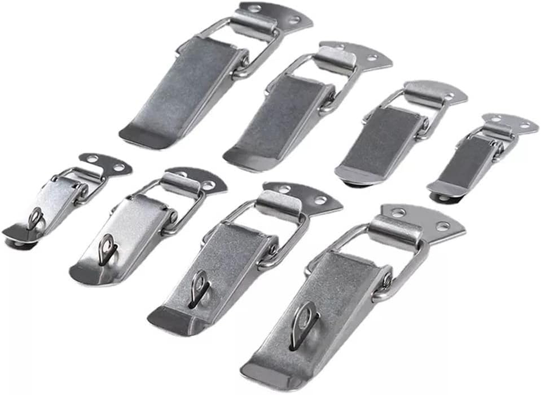 4 Sets Spring Loaded Toggle Latches with Lock Stainless Steel Catch Clamp Clips Spring Lock Hasp Catch for Case Box, Toolbox, Drawer, 55Mm/2.16" image number 1