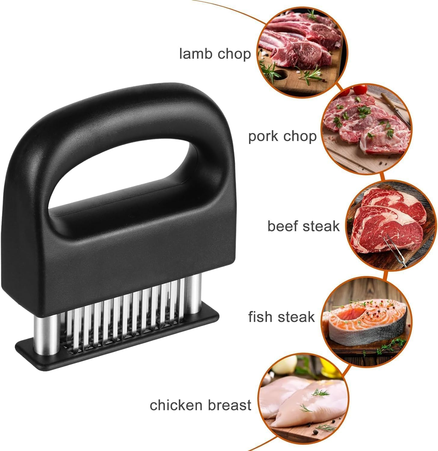 Meat Tenderizer, 1Pc 48-Blade Stainless Steel Steak Tenderizer,Stainless Steel Needle Blade Meat Tenderizer,Stainless Steel Meat Needle Tenderizer Tool with 48 Blades,Meat Tenderizer with 48 Blades image number 4