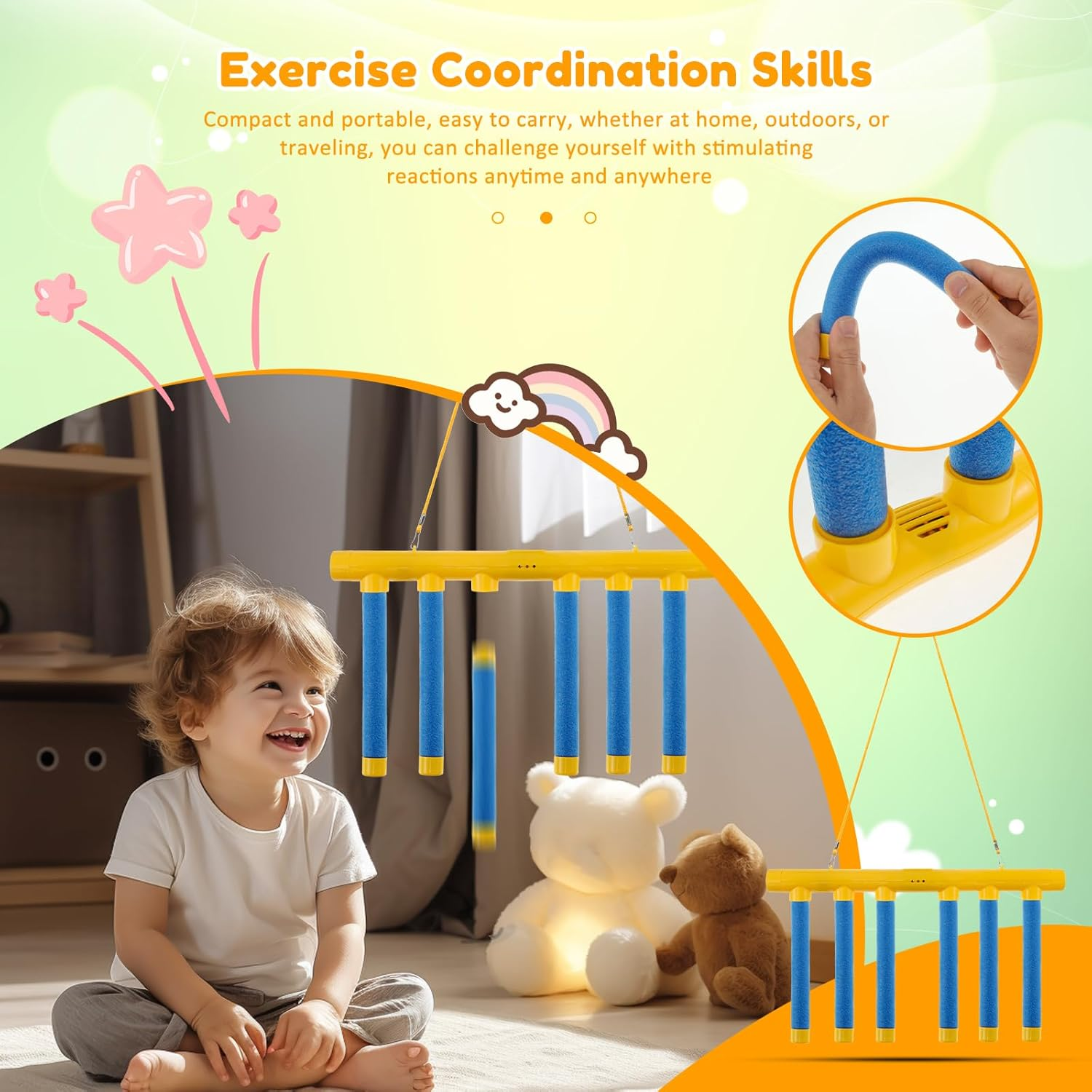 Catching Sticks Game, Reflex Challenge Game,Falling Sticks Reaction Training Toy,Interactive Drop Stick Game,3 Adjustable Speed Drop Sticks Toy,Hand Eye Coordination Game for Kids Adults Home (Blue) image number 2