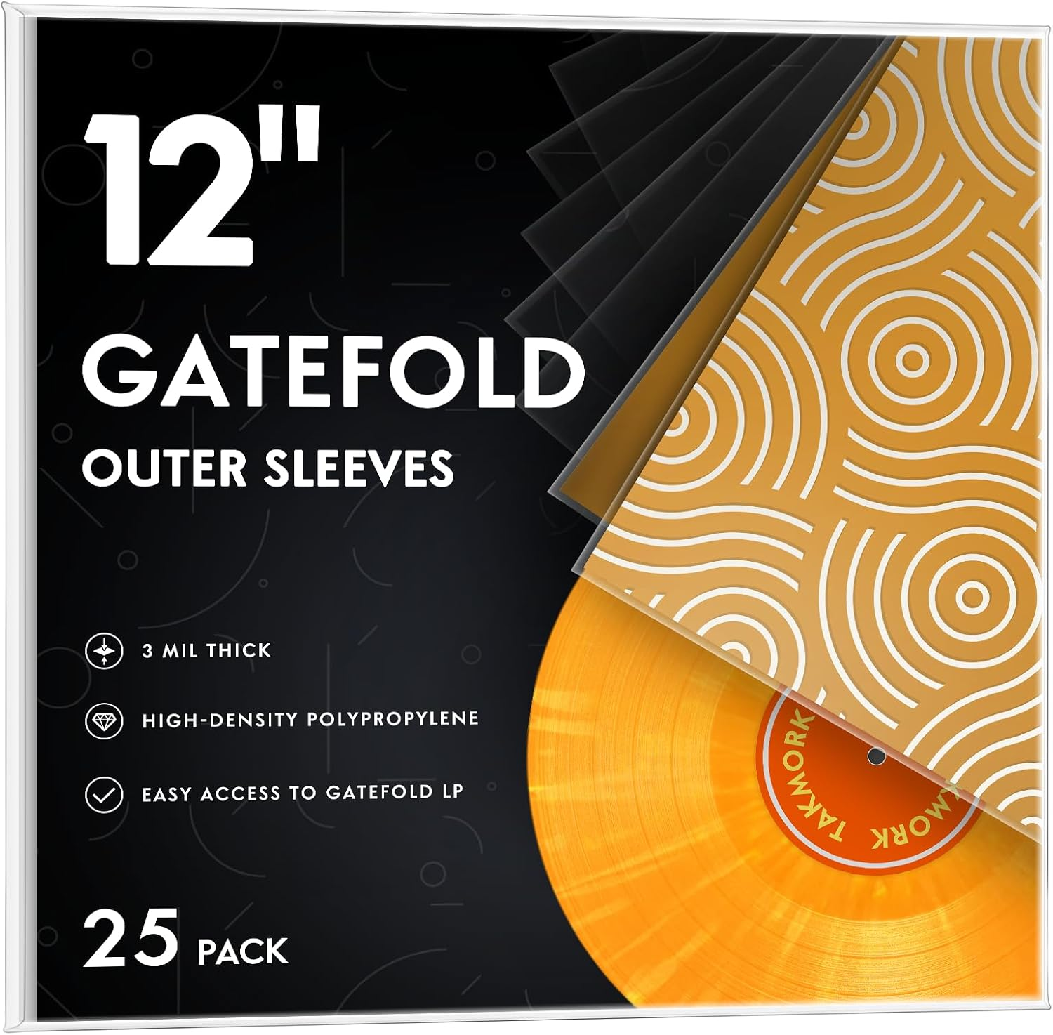 12-Inch Gatefold Vinyl Record Outer Sleeves: Crystal Clear Vinyl Plastic Protective Sleeves, 3 Mil Thick, Pack of 25 image number 5