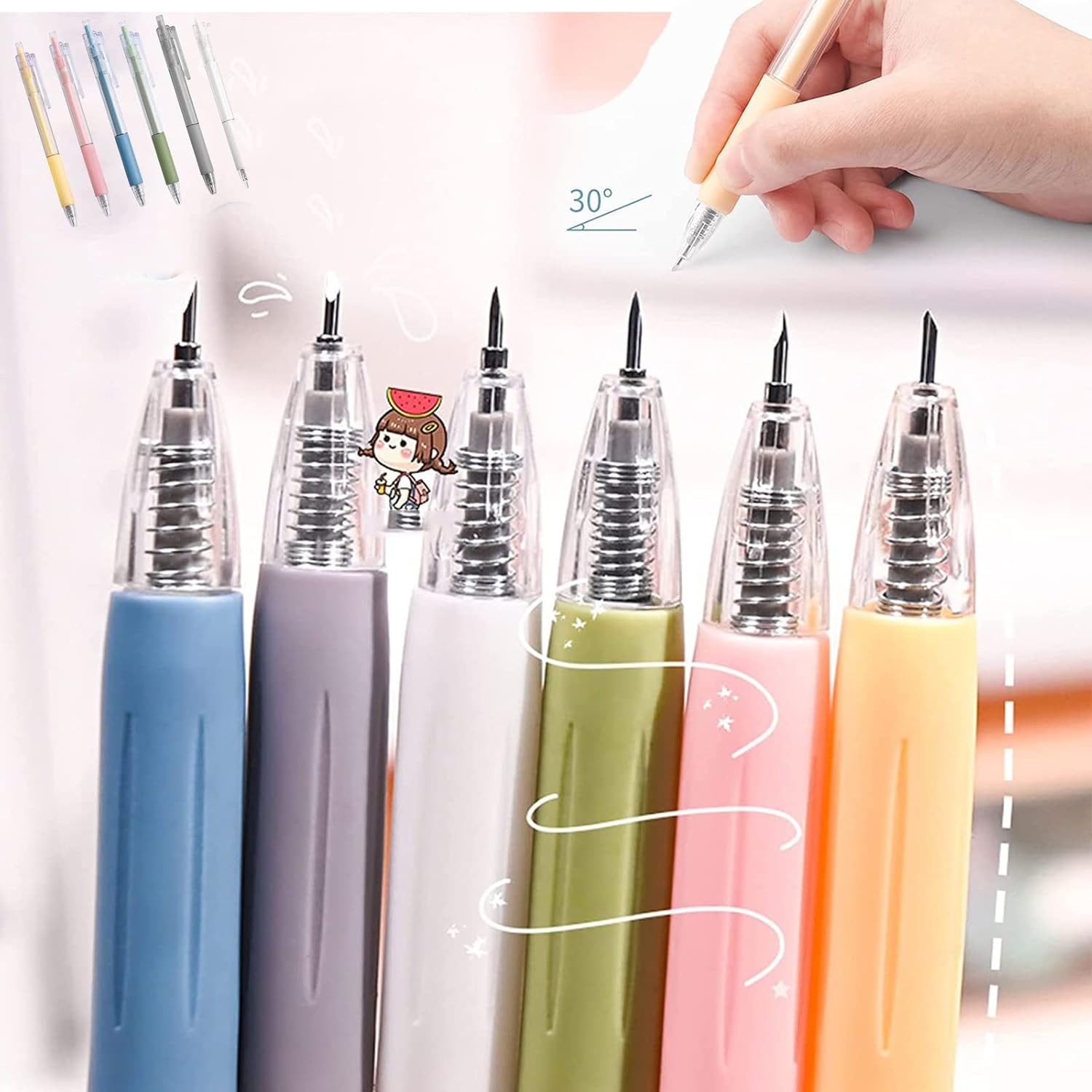 6Pc Knife Pen Craft Cutting Tools, Pen Knife for Crafts, Creative Retractable Hobby Knife Pen, Exacto Knife Pen Cute, Thin Blade for Art Paper Scrapbook, Paper Pen Cutter, Pen Cutter Tool