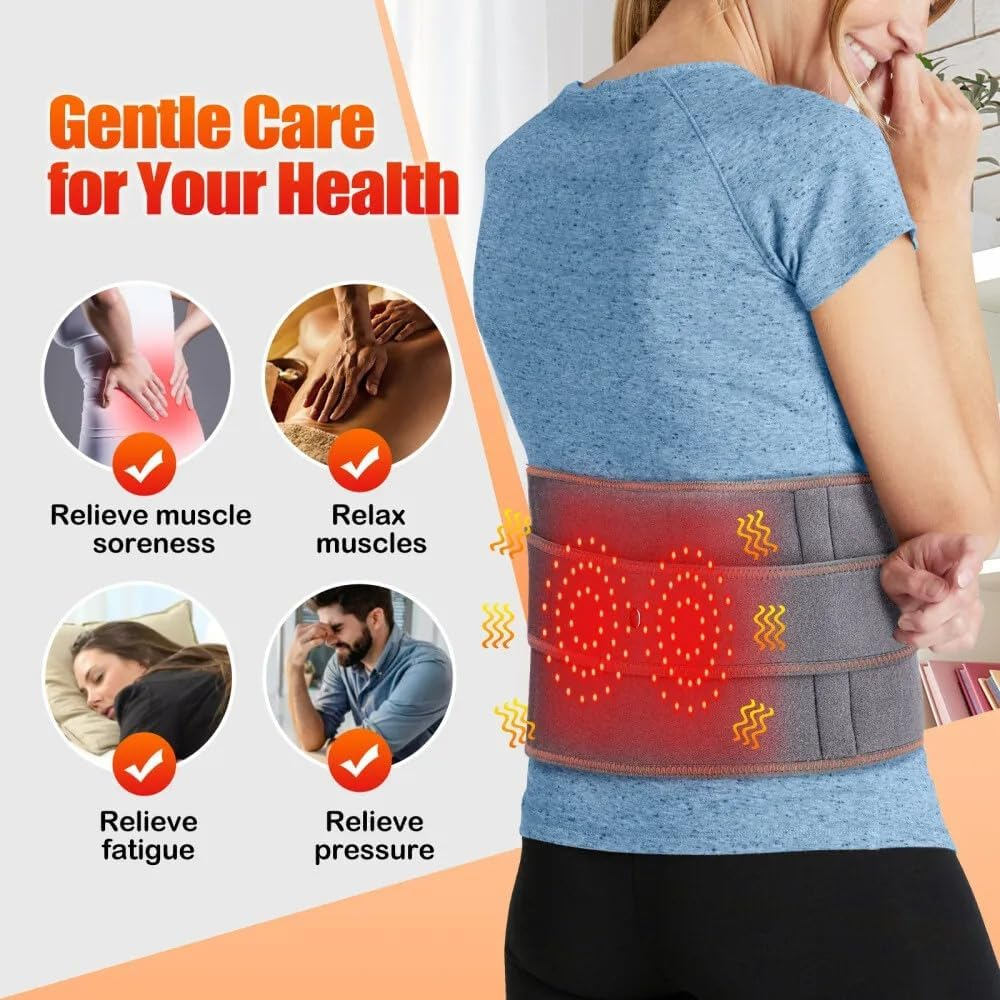 Electric Heating Vibration Waist Massager Back Belt Pain Relief Therap LCD Touch image number 1