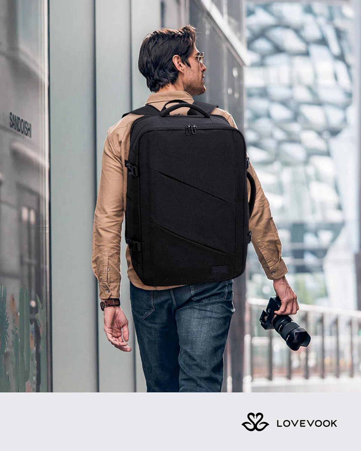 LOVEVOOK Travel Carry on Backpack, Large 40L Personal Item Travel Bag for Men & Women Flight Approved with 3 Packing Cubes, Suitcase Water Resistant Luggage Daypack Business Weekender Bag image number 4