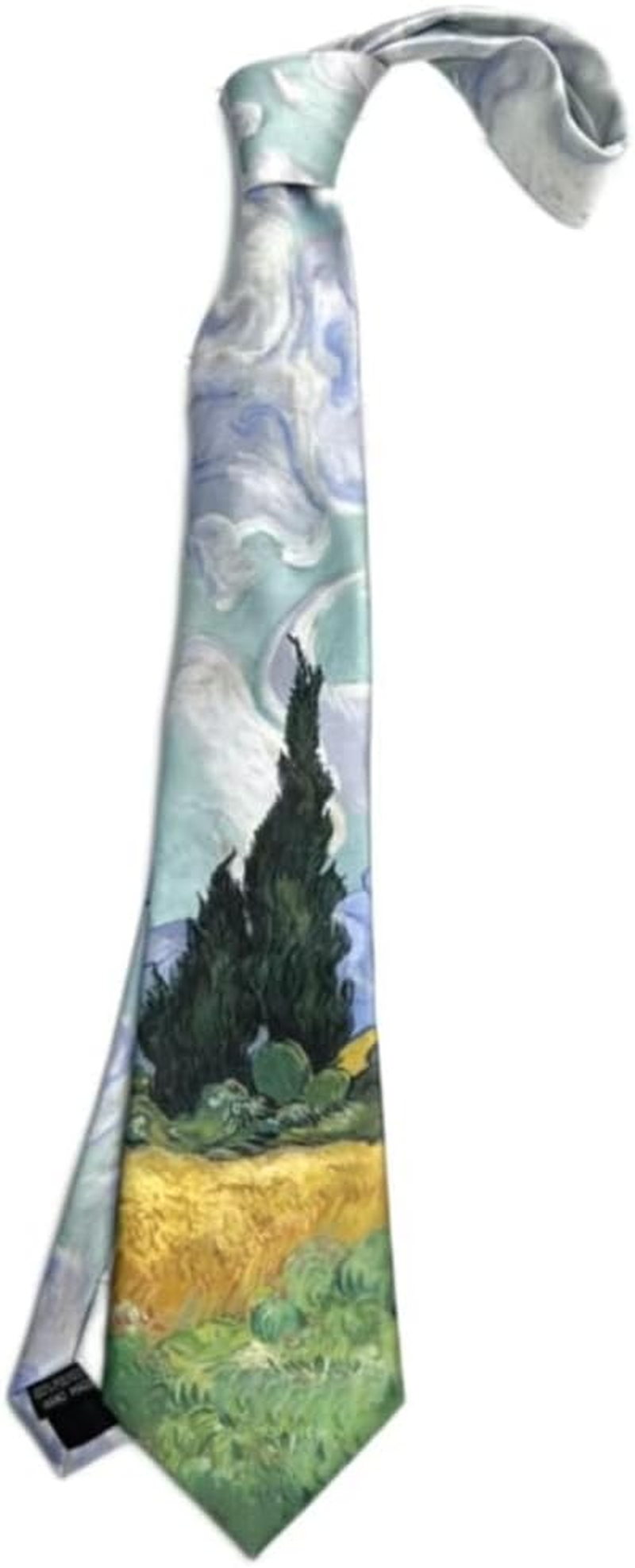 Van Gogh Oil Painting & Coffee & White Rose Theme, Monet Art Style, Unisex Zippered JK Uniform Tie, Casual Academy Style Tie