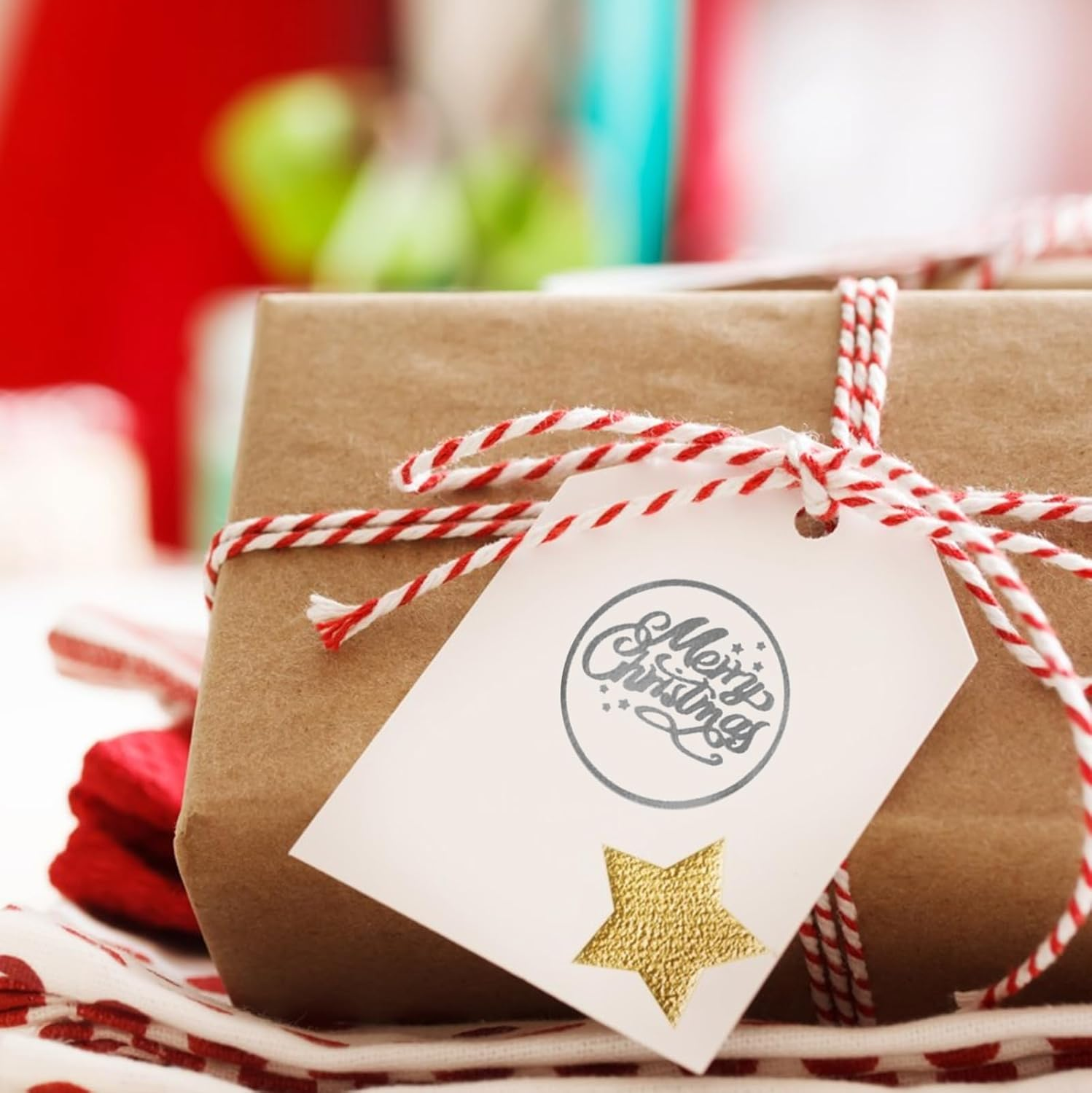 Christmas Seal Stickers, 500 Pcs Adhesive Transparent Shiny Waterproof round Christmas Labels Removable Decorative Envelope Seals Stickers for Christmas Decoration, Store, Gift Wrapping, Cards image number 1