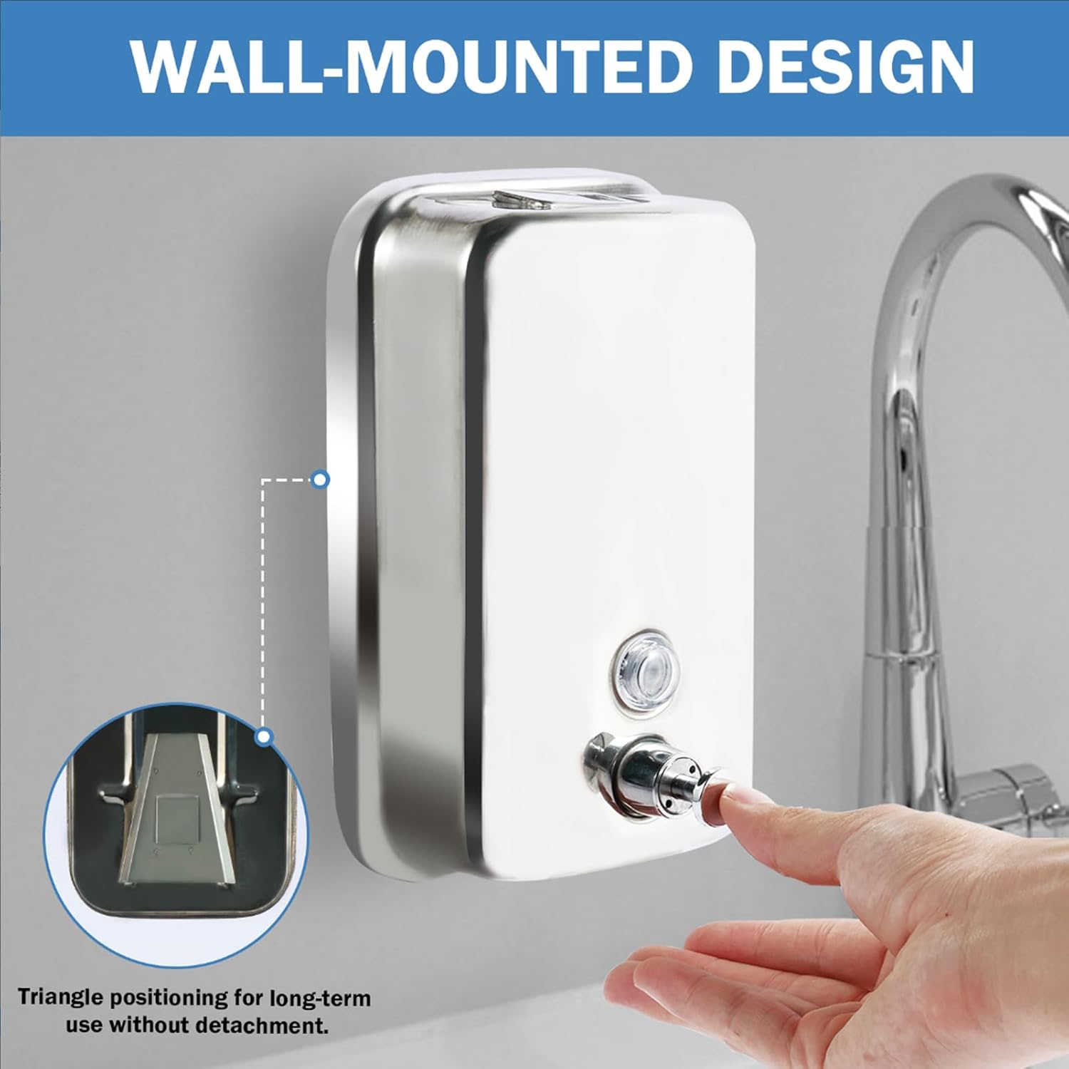4Pcs Commercial Soap Dispenser Stainless Steel 1000Ml Wall Mount Manual Liquid Pump Rust Proof Leak Proof for Bathroom image number 1