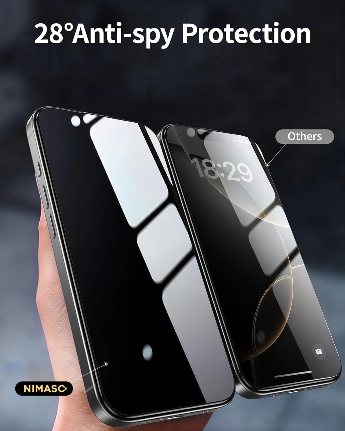 NIMASO for Iphone 16 Pro Max Screen Protector Privacy Full Coverage, 2 Pack 9H Hardness Anti-Spy Tempered Glass, Automatic Dust Removal, Instant Installation (6.9 Inches) image number 2
