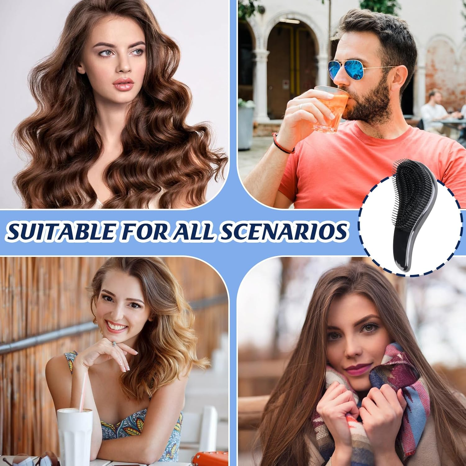 Detangler Brush, Professional Detangler Brush for Hair Detangling - Less Hair Loss, Painless Care for Healthy and Shiny Hair - Suitable for All Hair Types (Black) image number 1