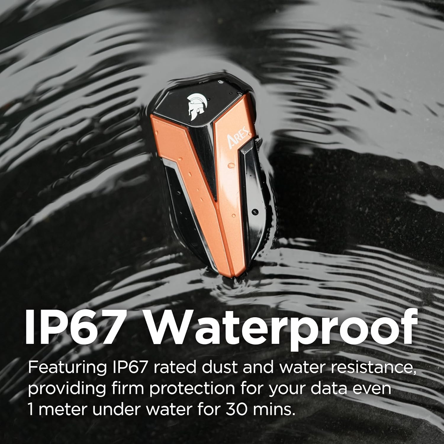 DATO External SSD 2TB, External Solid State Drive Portable SSD External USB 3.2 Gen 2X2 Type-C OTG Supported Compatible with PS5 and Xbox, up to 1600/1500 Mb/S IP67 Waterproof - ARES Amber Shield image number 5