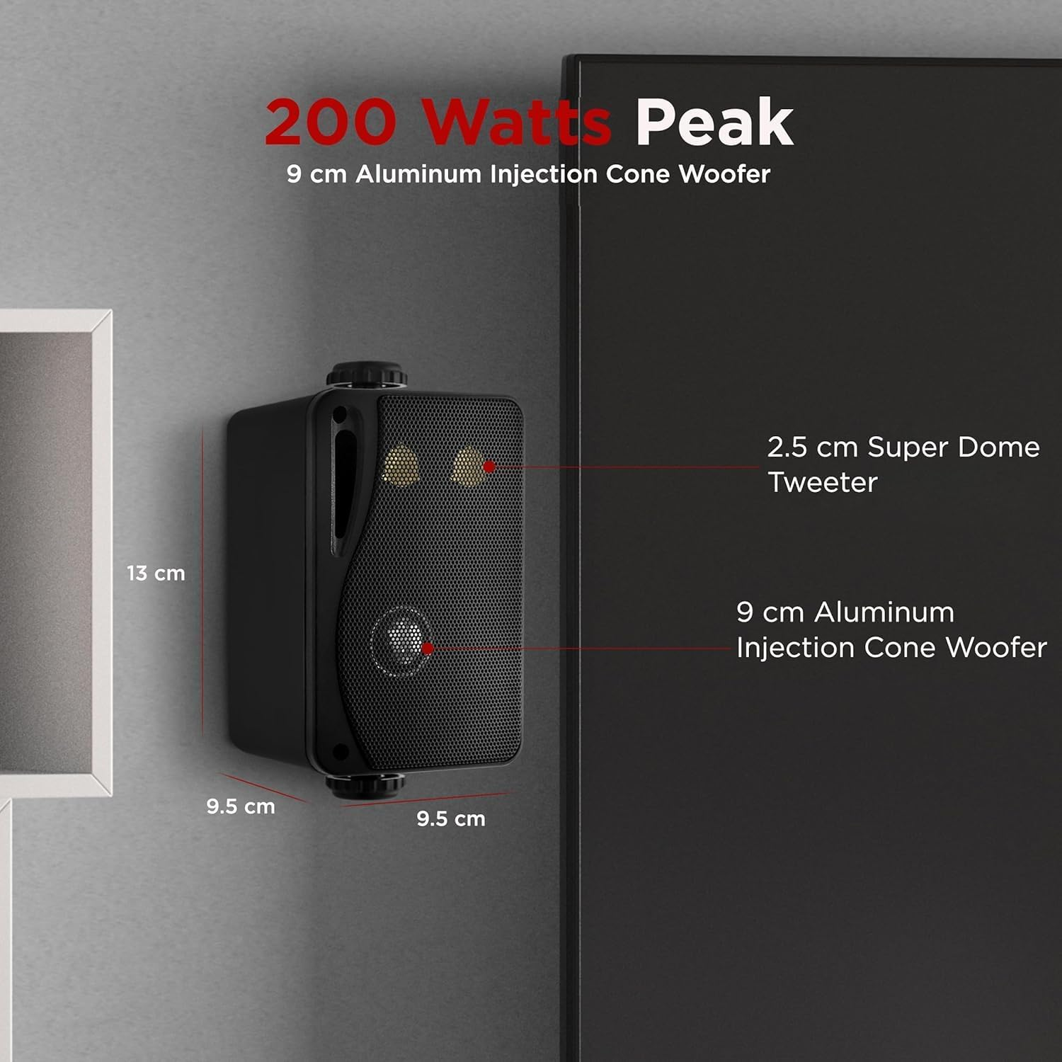 Pyle 3-Way Mini Box Speaker System - 3.5 Inch 200 Watt Waterproof Marine Grade Mount Speakers - in a Heavy Duty ABS Enclosure Grill - Home, Boat, Poolside, Patio Indoor Outdoor Use (Black) image number 2