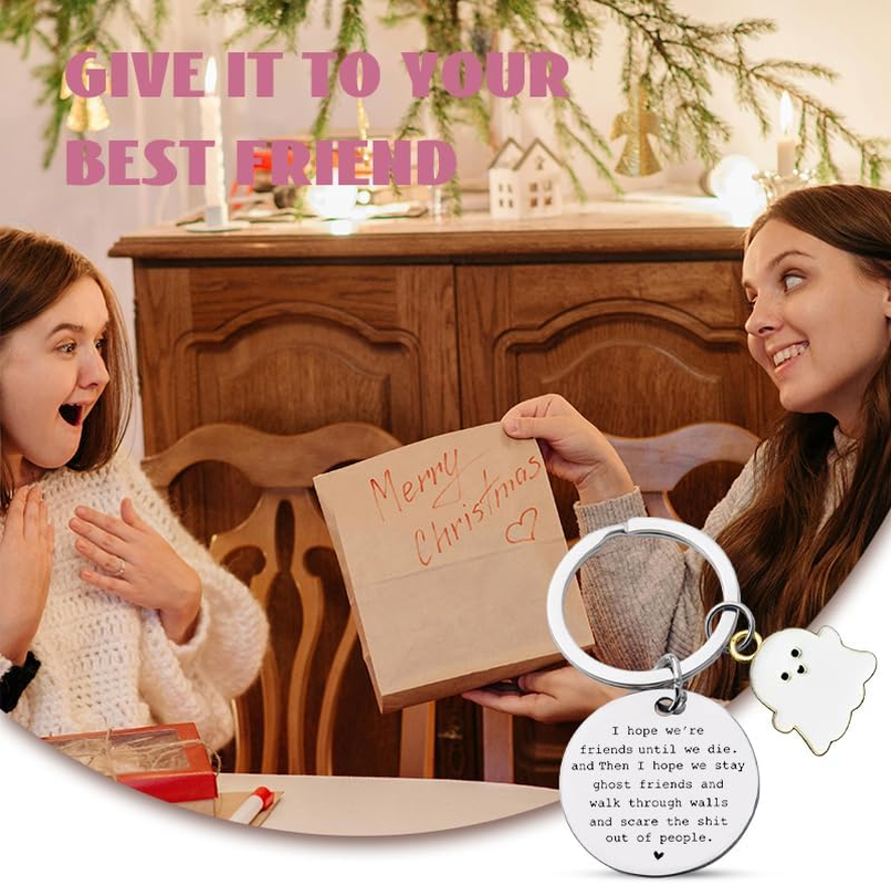 Halloween Gifts for Bestie Best Friend Christmas Birthday Gifts for Women Men Best Friend Funny Keychain Gifts for Friend Long Distance Friendship Gifts for Girls Boys Fun Halloween Gifts image number 1