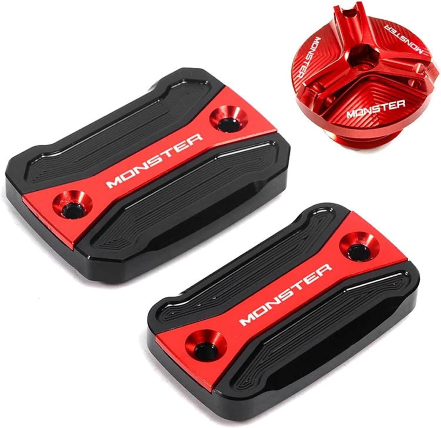 KJJKMJHU Fit for Ducati Monster 821 796 795 696 695 Motorcycle Accessories Front Clutch Brake Fluid Reservoir Cap Oil Filler Cover MONSTER(1 Piece-Red) - 1 Piece-Grey image number 2