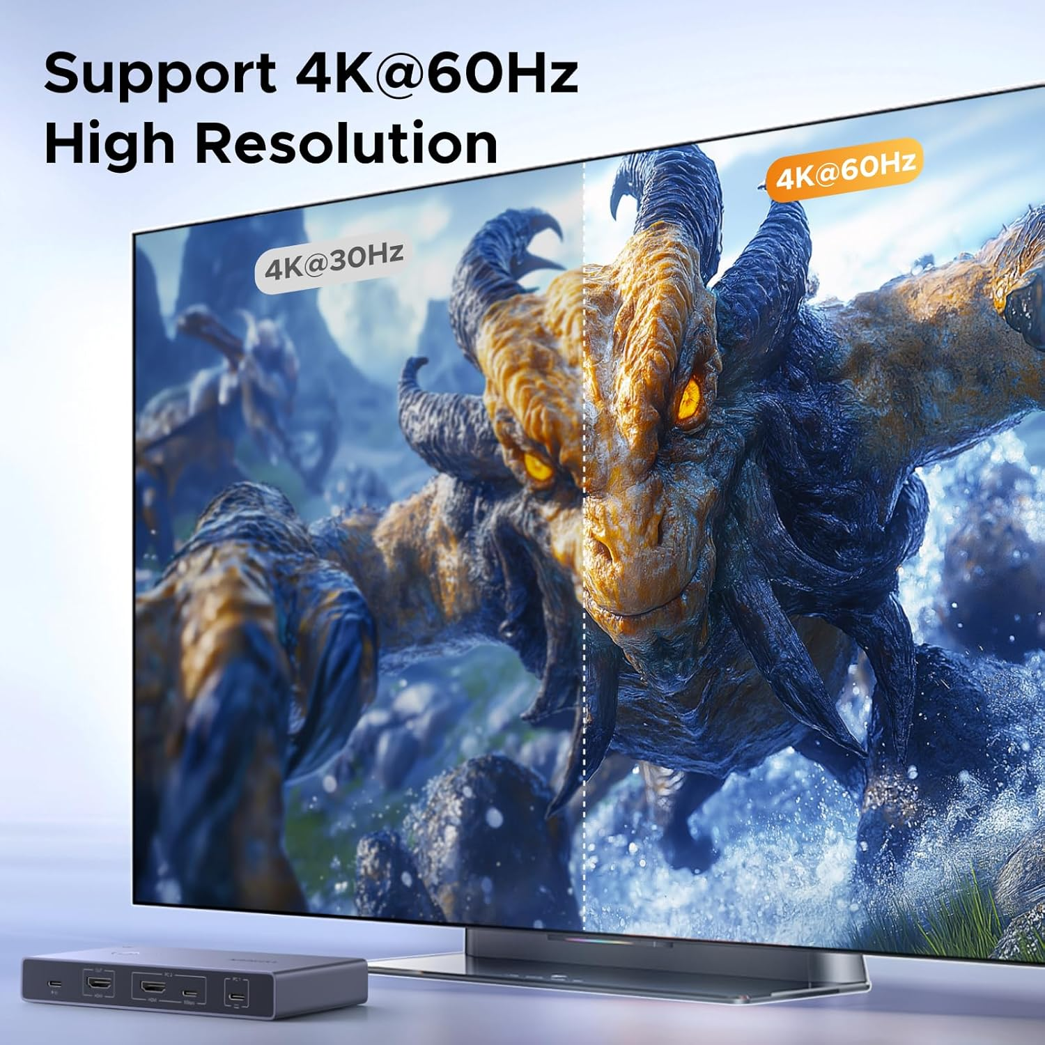 UGREEN USB-C+HDMI KVM Switch 2 in 1 Out 4K@60Hz, 5Gbps High-Speed Transmission 2Pcs Sharing 1 Monitor & 4 USB 3.0 Devices, 4 Port USB C & a Switcher Sharing Keyboard and Mouse, Printer/Scanner image number 4