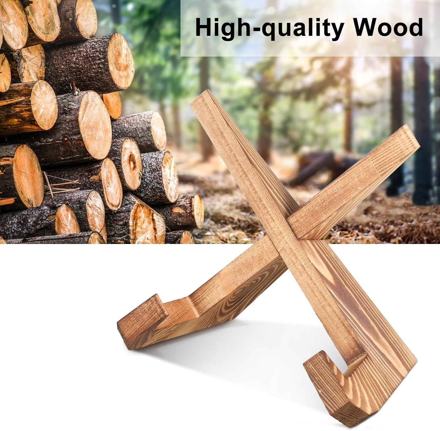 Cookbook Stand Wooden Cookbook Holder Solid Wood Recipe Book Holder Farmhouse Cook Book Stand Rustic Display Stand Kitchen Counter Decor for Cooking Reading Hands-Free Tablet image number 1