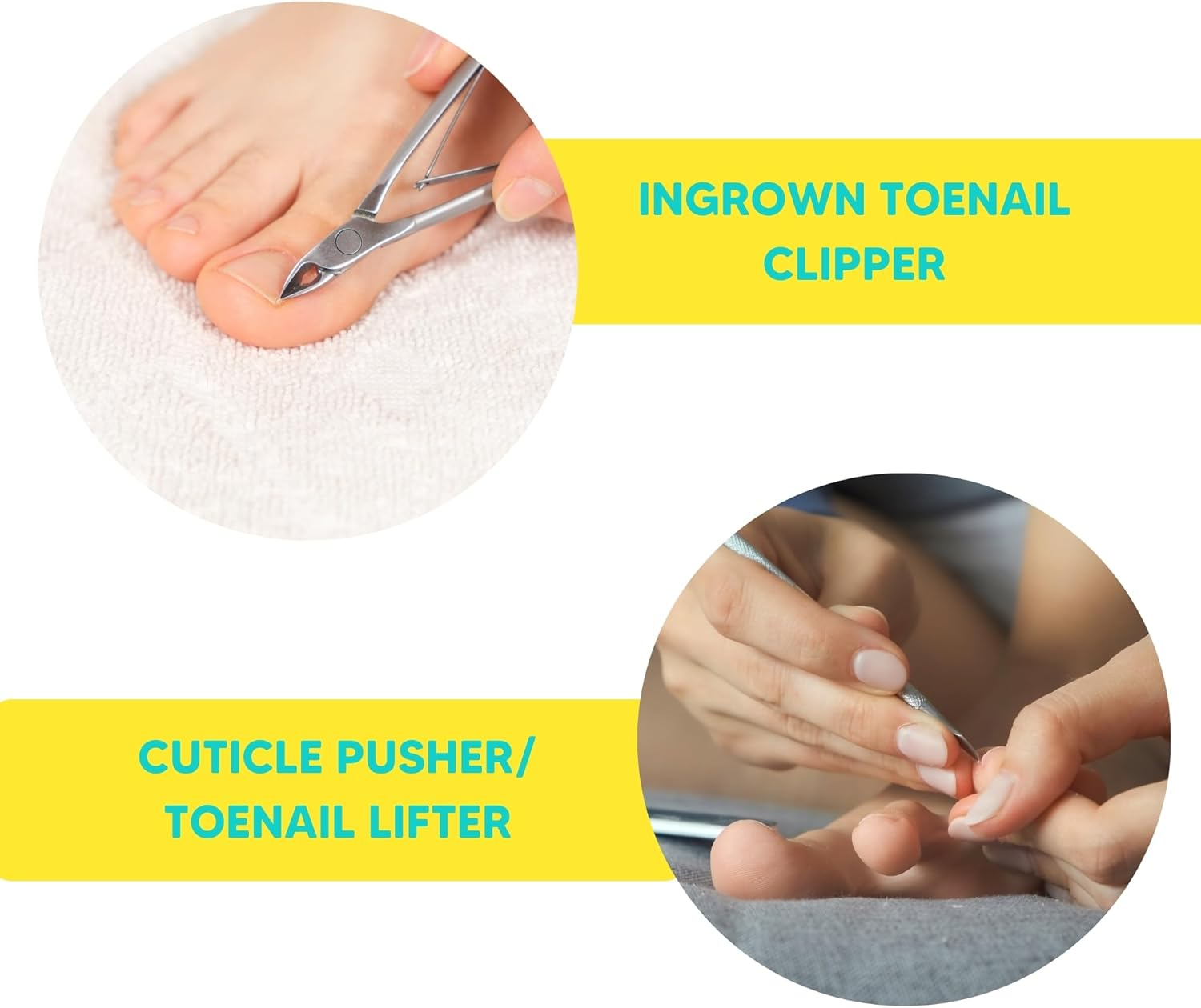 Onyx Professional Ingrown Toenail Kit with Toenail Clippers & Double-Ended Cuticle Pusher, Durable Stainless Steel, Easy to Use Ingrown Toenail Removal Kit, 2 Piece At-Home Pedicure Tools