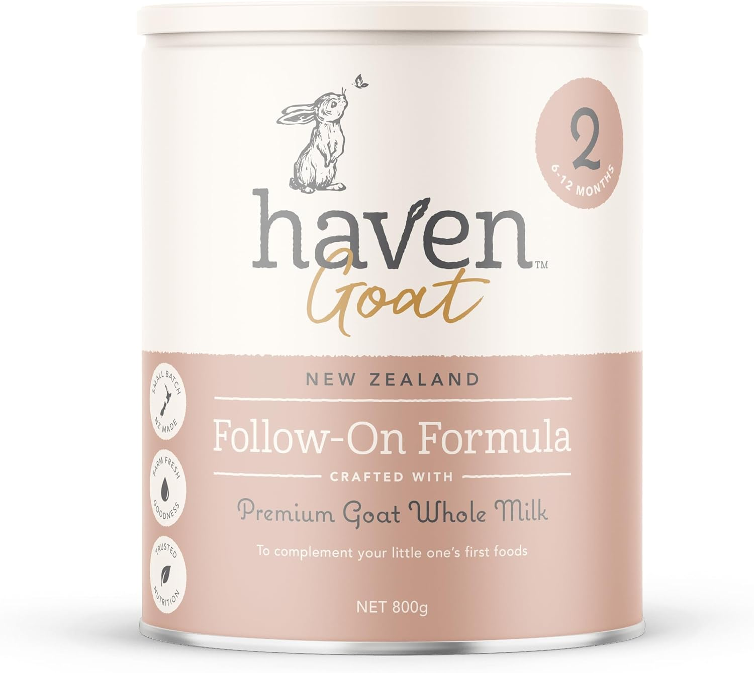 Haven Goat Follow-On Formula, Stage 2 (6&ndash;12 Months), Gentle New Zealand Grass-Fed Goat&rsquo;S Whole Milk, Naturally A2, with Prebiotics, Probiotics, Palm Oil Free, GMO Free &ndash; 800G image number 1