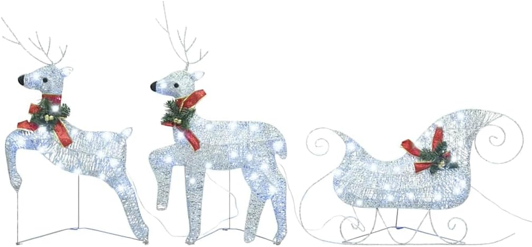 Reindeer & Sleigh Christmas Decoration 60 Leds Outdoor Silver Holiday Decor image number 2
