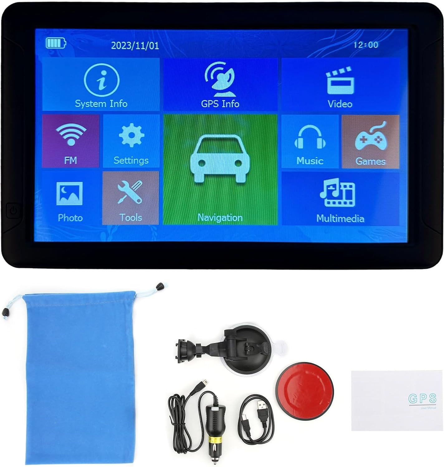 9In Car GPS Navigation Large POI Voice Guidance Touch Screen 800&times;480 Portable for Car Truck Drivers GPS Navigator Real Voice Direction Lane Guidance Multimedia Player image number 3