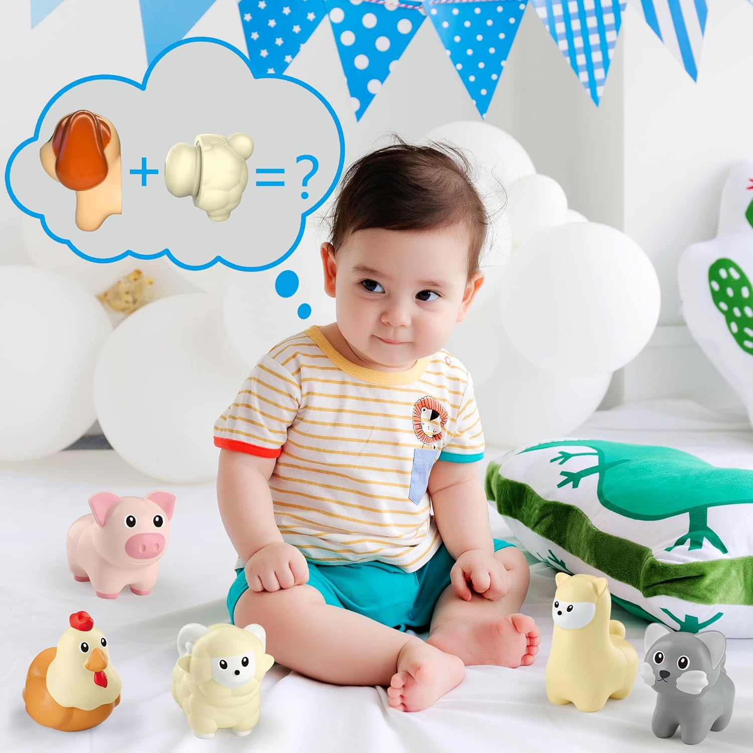 Animal Learning Toys Set for Toddlers 3 4 5 Year Old,10Pcs Montessori Matching Fine Motor Toy with Different Animal Figures, Christmas Birthday Toys for Baby Boys & Girls 4 5 6 7 8 Years Old