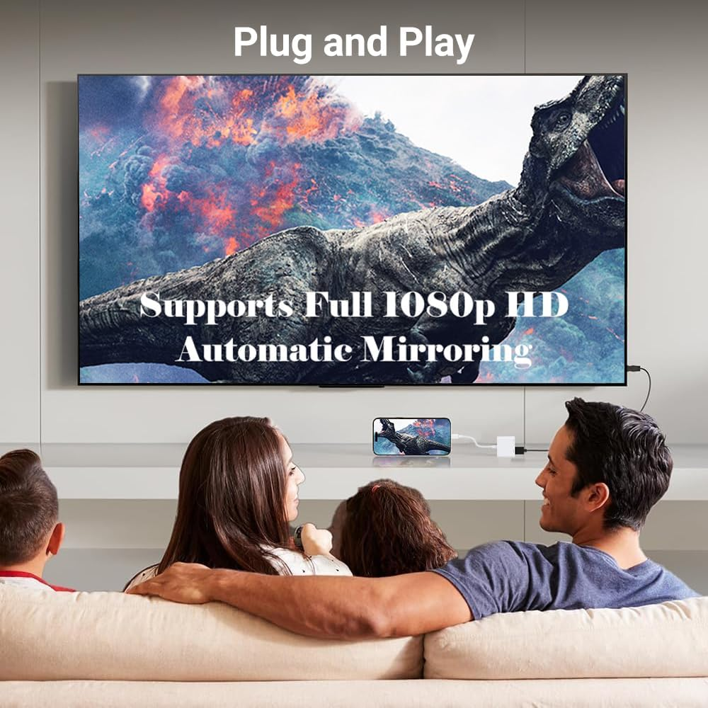 HARIBOL Lightning to HDMI Adapter, Lightning to Digital AV Adapter, Iphone to HDMI Adapter 1080P Sync Screen Cable with Charging Port Compatible with Iphone/Ipad on Hdtv/Projector/Monitor image number 2