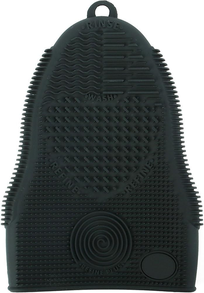 Scivokaval Makeup Brush Cleaner Mat Mitt Glove Silicone Cosmetic Cleaning Scrubber Tool for Face Brushes and Eye Brush Washing Pad Black - Black image number 4