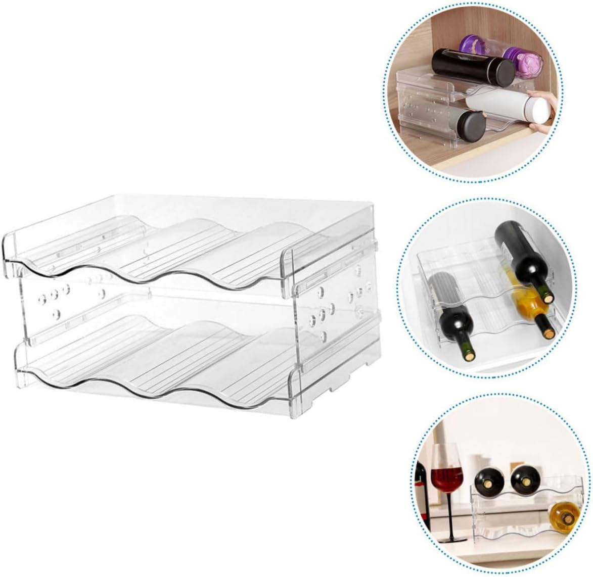 Mikinona Water Bottle Shelf Rack Wine Organizer Wine Storage Rack Stackable Easy to Assemble for Home and Bar image number 2