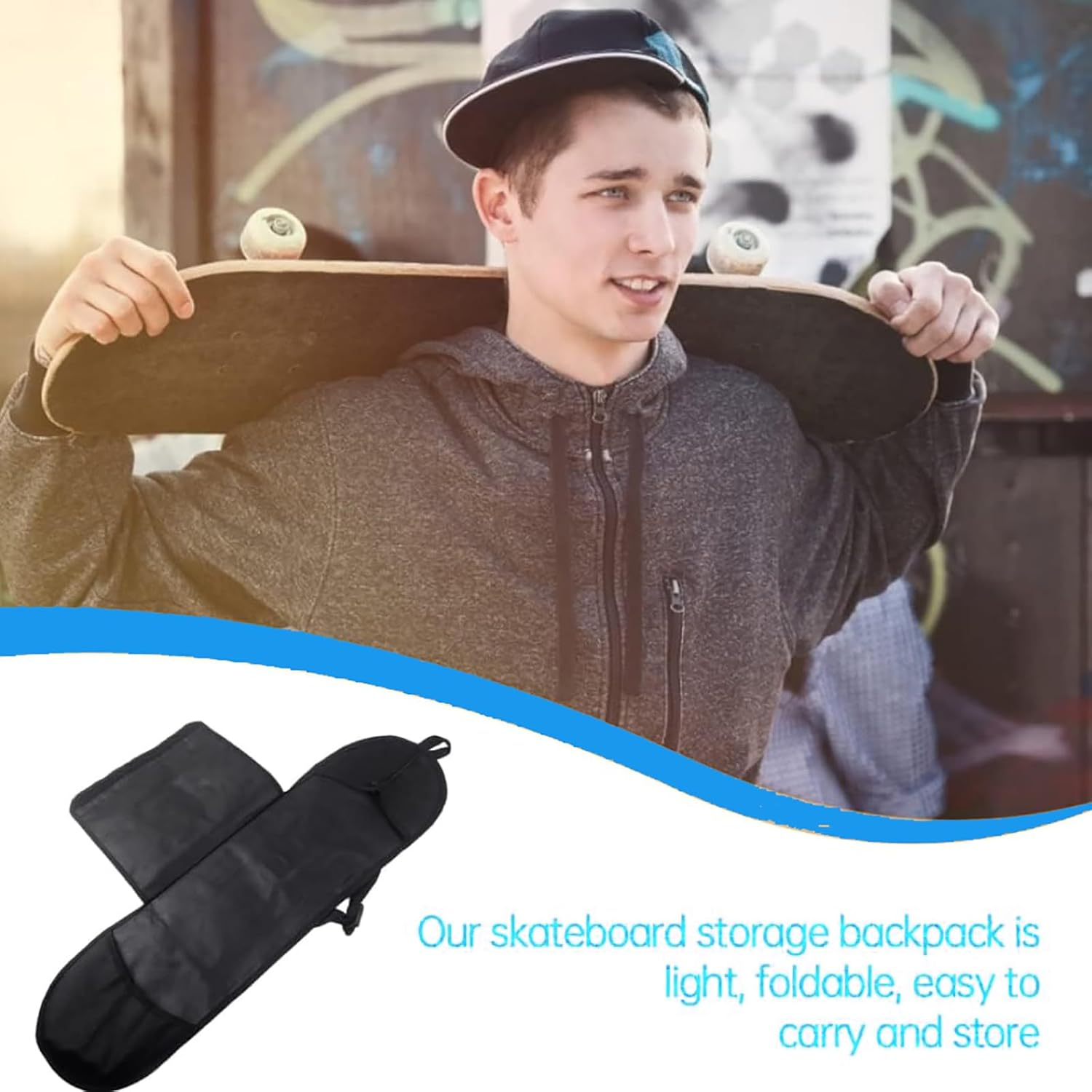 Skateboarding Backpack, Portable Funnel Padding Kit Artificial Belt Shoulder Bag Skateboard Belt Portable Funnel Protective Frame Skateboard Padding Kit image number 2