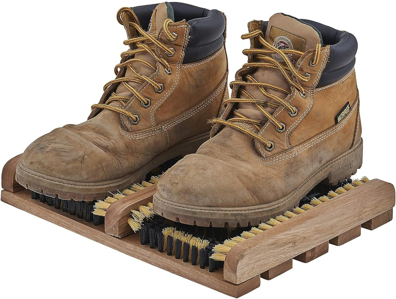 Wooden Boot Scraper Large Jack with Brush &ndash; Outdoor Shoe Cleaner &ndash; Garden Kitchen Patio Carpet Doormats &ndash; Removes All Dirt, Snow, Mud and Sand &ndash; Extra-Wide Boot Brush image number 6