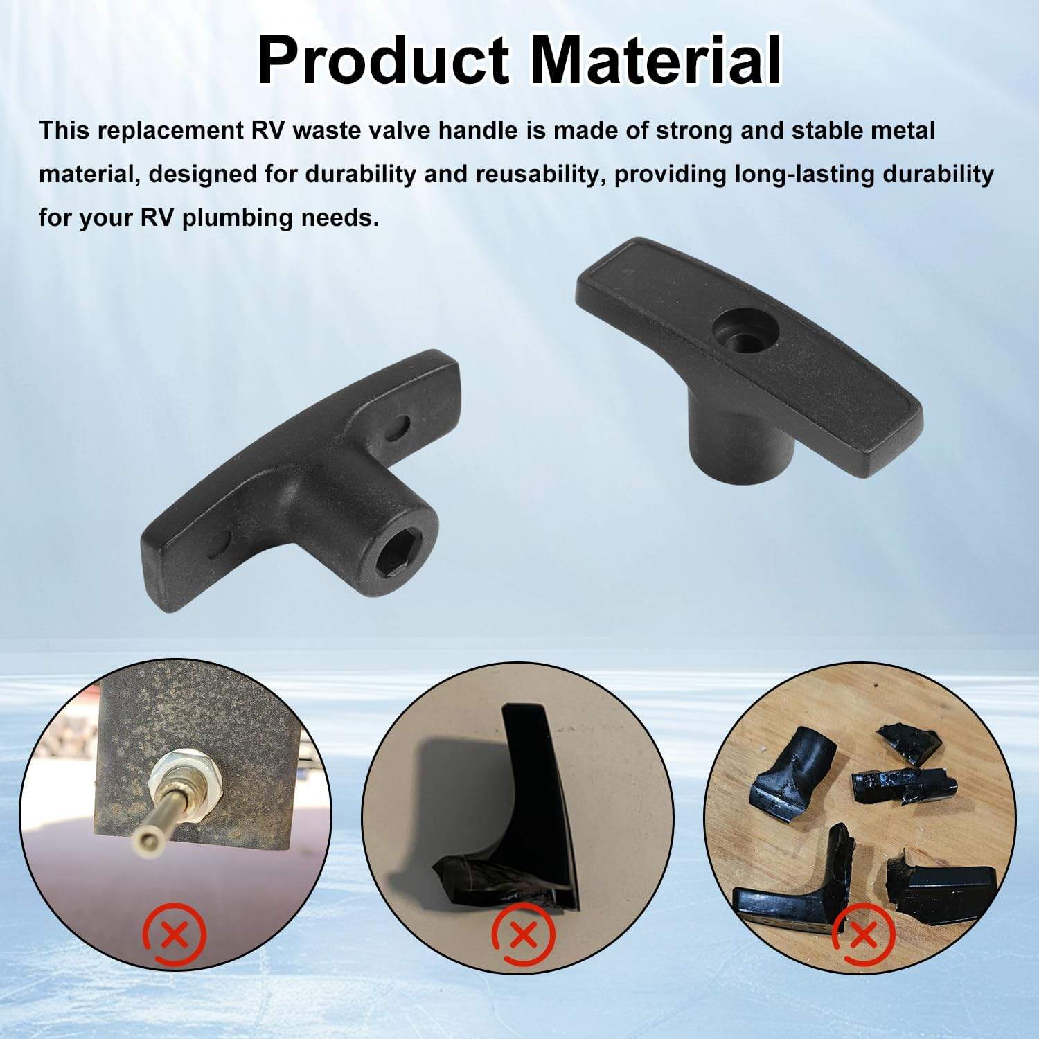 2Pcs RV Waste Valve Handle Kit, RV Sewer Valve Handle with 4 Nuts 2 Screws 2 Gaskets for Camper Sewer Tank Accessories image number 6