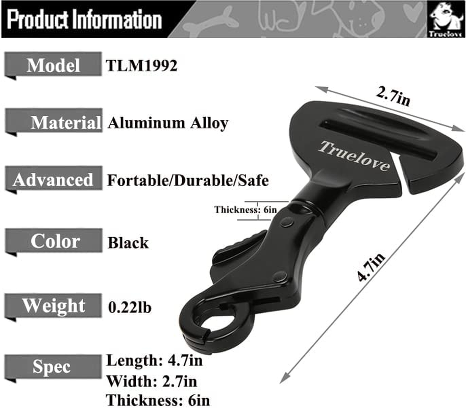 Truelove Vehicle Seat Belt Safety Buckle Lock, Dog Seat Belt Clip Universal Dog Car Restraint - Dog Seatbelt Lock - Portable Vehicle Seatbelt Harness for Pet Car Travel image number 2