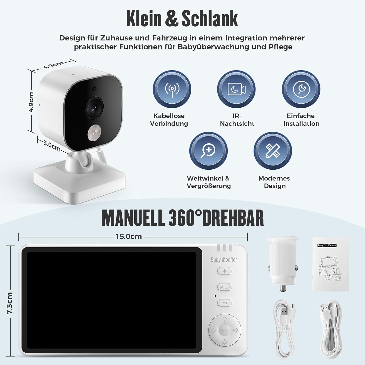 Baby Camera Car with 5 Inch Display: HD Night Vision and Wide Angle Car Mirror Baby Back Seat USB Plug & Play Easy Installation Ideal for Baby Car Seats image number 3