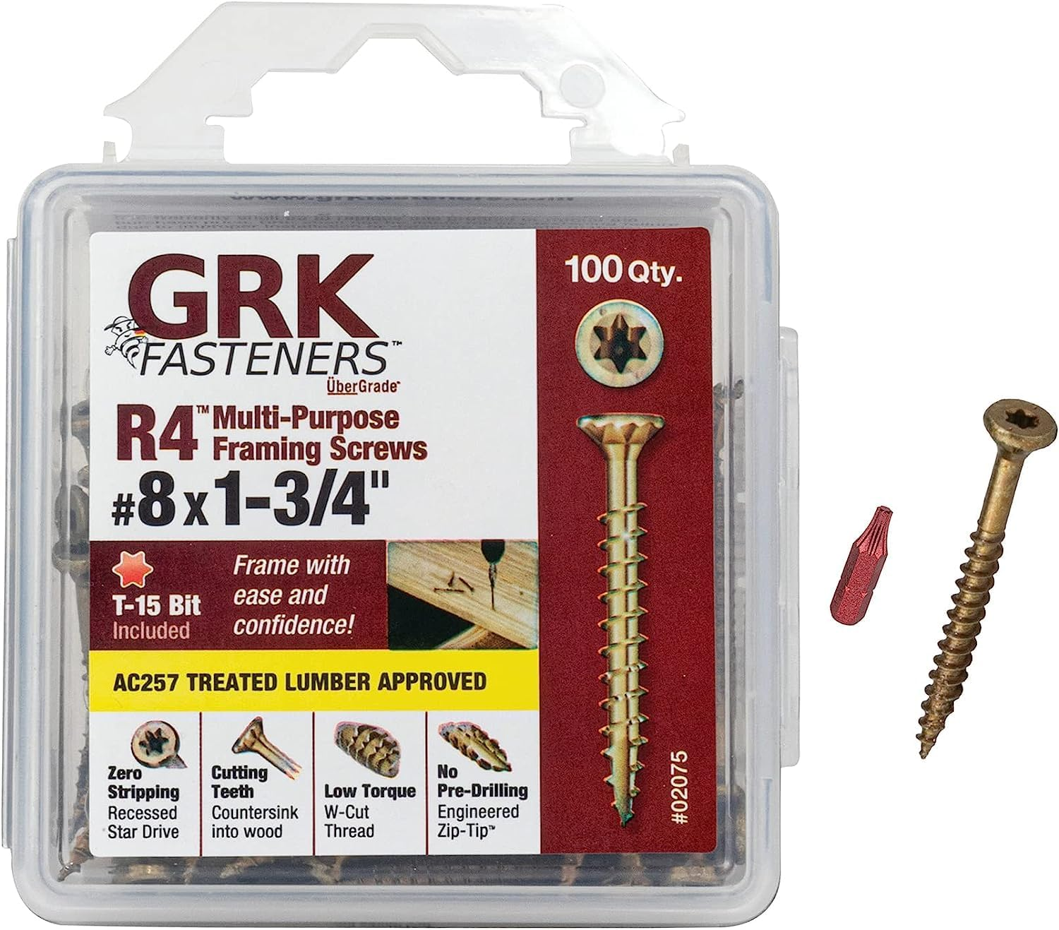 GRK 772691020758 8 R4 Screw X 1-3/4", Color, 100 Count image number 3