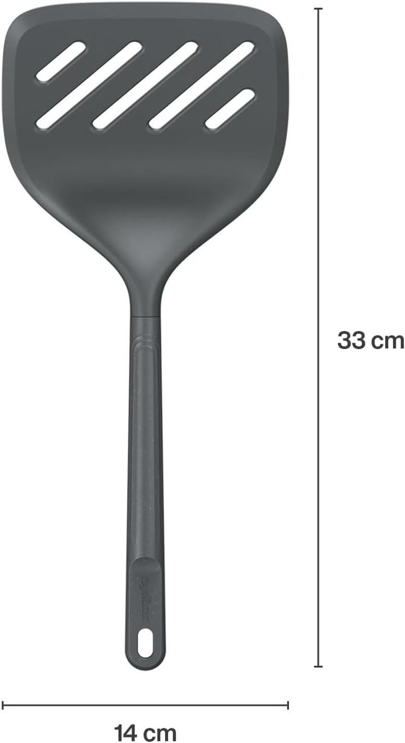 Zyliss X-Large Cooking Turner - Sustainable Wheat Straw & Nylon Non-Stick Frying & Cooking Spatula W/Heat-Resistant Silicone Head, Dishwasher Safe, 32.5Cm X 14Cm - Beluga Grey image number 1