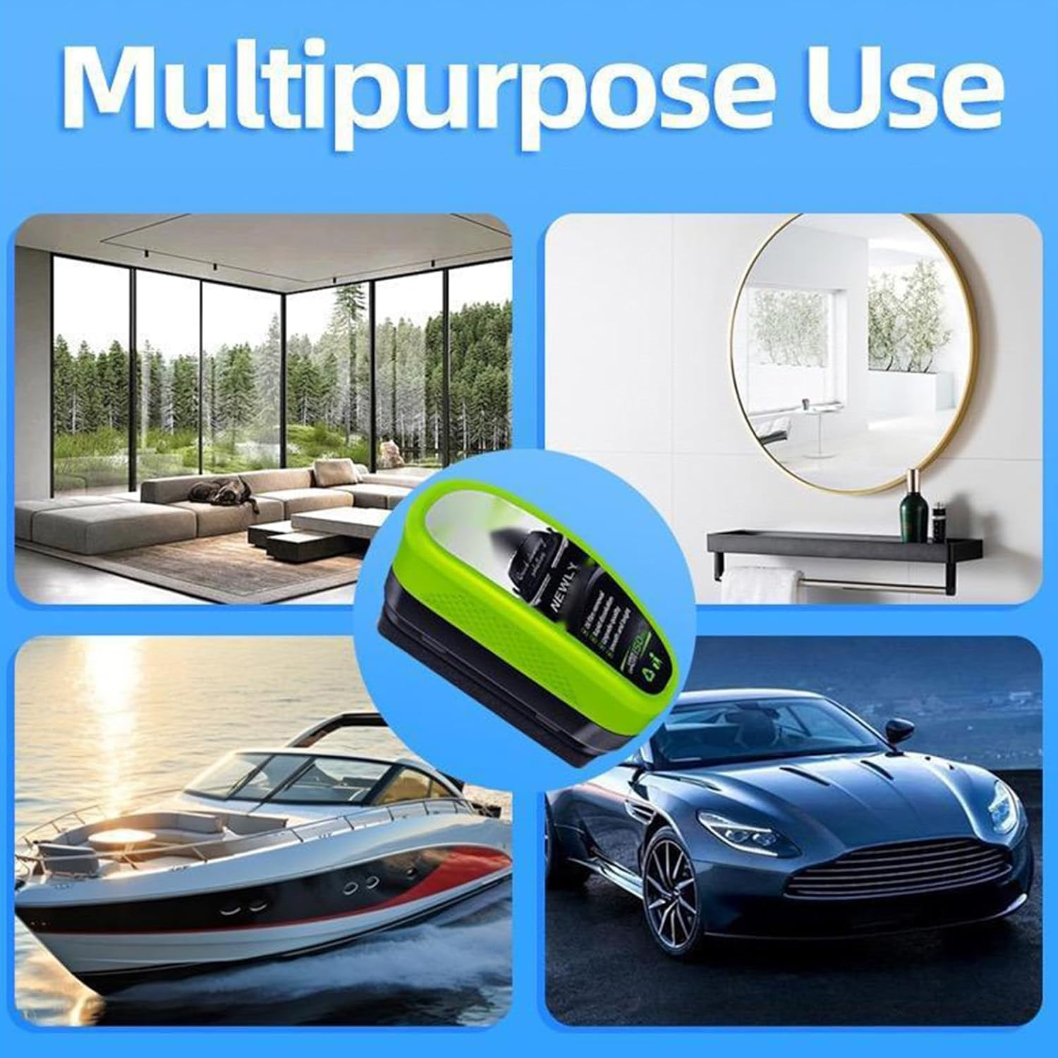 Auto Glass Oil Film Cleaning Brush with 150Ml Solution & Multi-Surface Scrubber, Reusable Cleaning Tool for Vehicle Windshield, Side Windows and Mirrors (2 Packs) image number 2