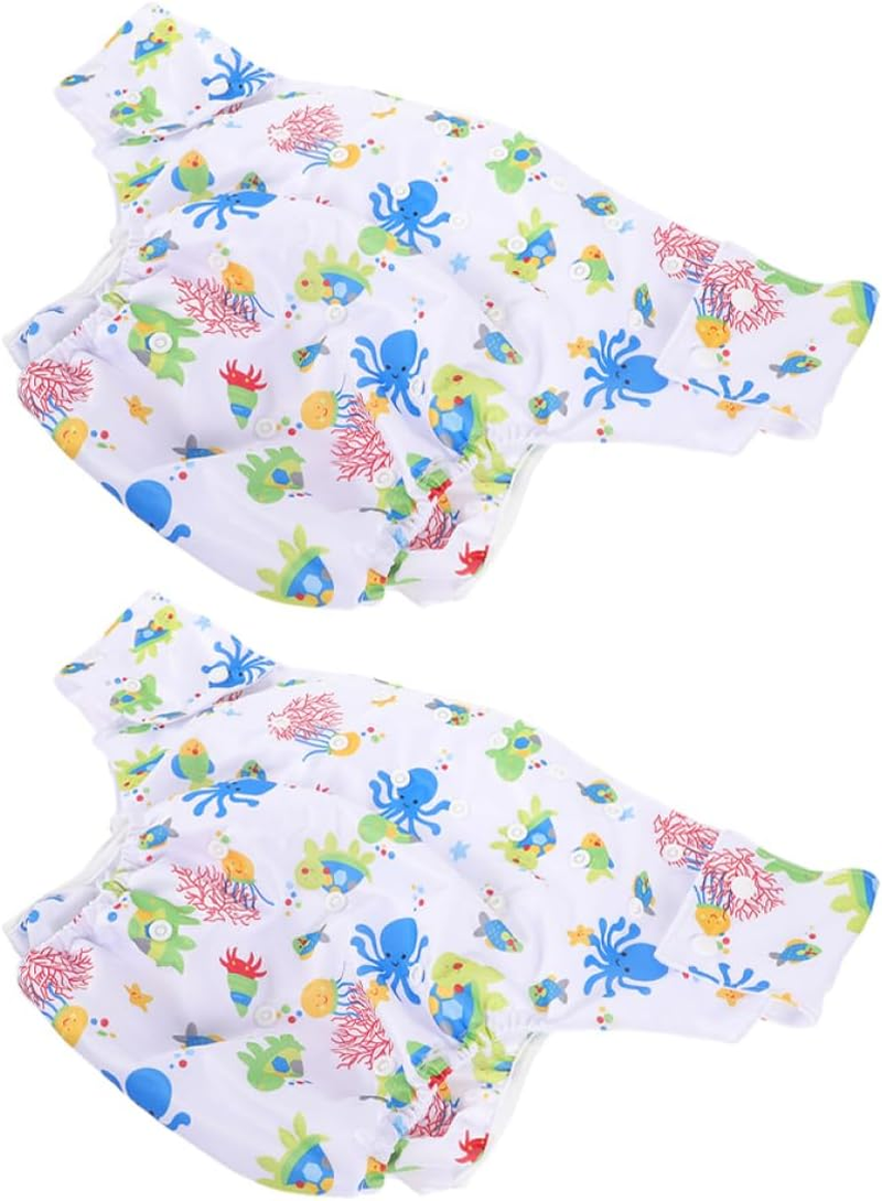 Ifundom 2Pcs Washable Adult Diapers Incontinence Pants Reusable Cloth Snaps for Elderly Men and Women Postpartum Care image number 1