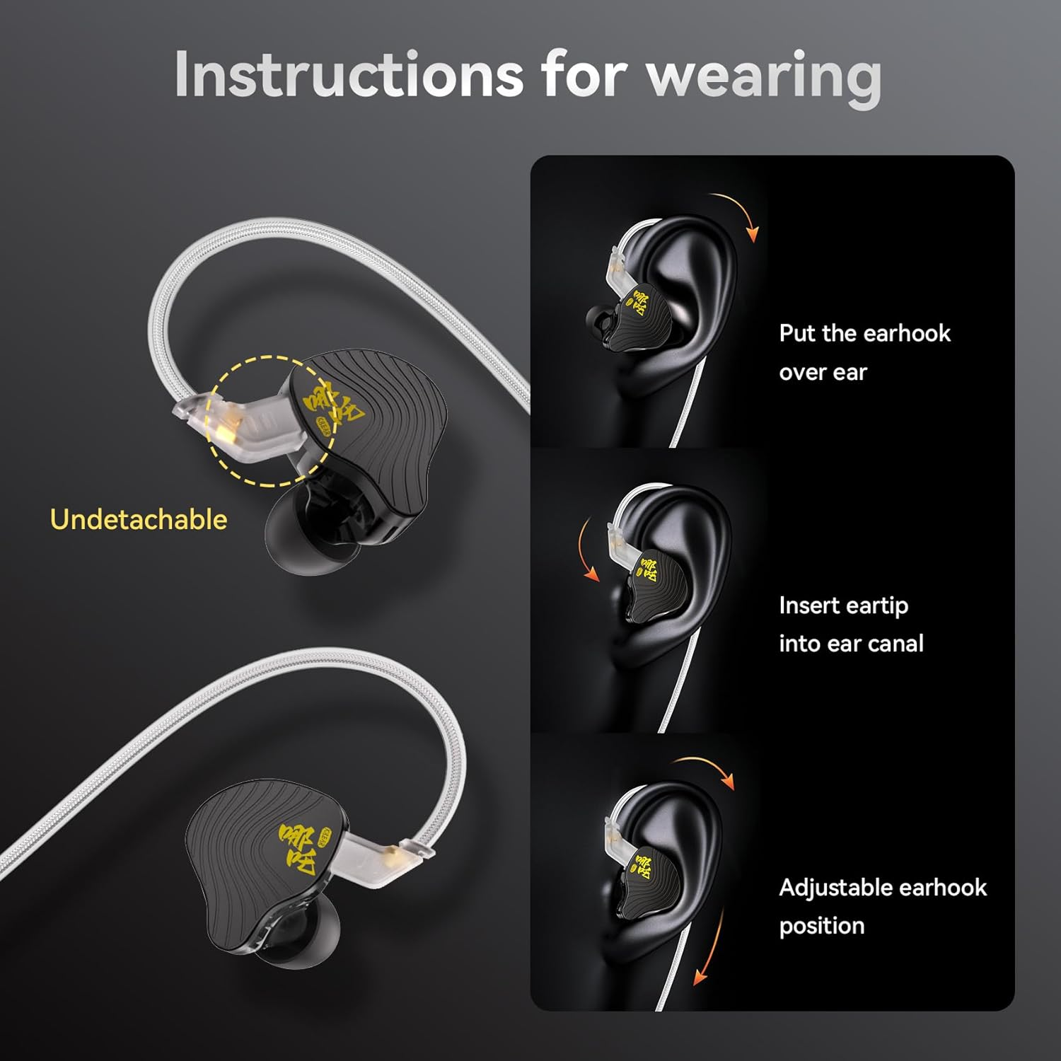 KBEAR NZ02 Gaming Earbuds, Metal Zinc Alloy Cover, 10Mm Dual Magnetic Driver, In-Ear Monitor, 3D Surround Sound, Wired Gaming Headset with Low Latency (Black, Without image number 2