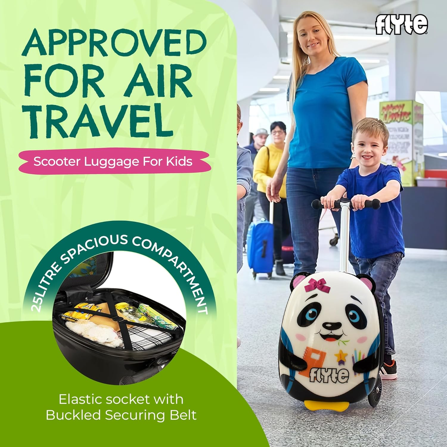 Zinc Flyte Kids Suitcase Scooter Penni the Panda 18" image number 4