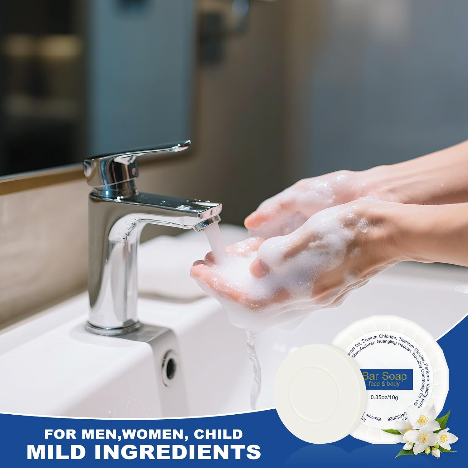 Slequipo Mini Soap Bars Bulk Individually Wrapped round Bulk Bar Soap 0.35 Oz Travel Soap Small Hotel Soaps Toiletries for Hotel Bathroom Camp RV (50) image number 1