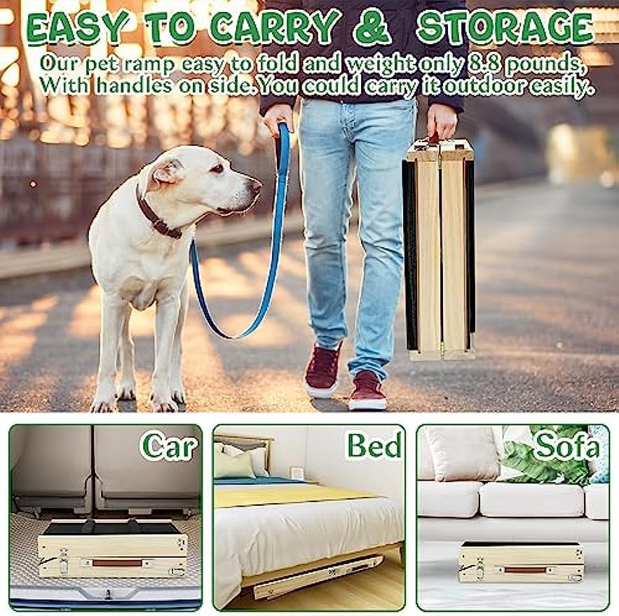 Dog Ramp Portable Folding, 80Cm Long Dog Stairs Pet Ramp 5 Adjustable 10" to 19" Non-Slip Truck Car Ramp Stairs Step Ladder for Pet Car Bed Couch Sofa (Black) image number 4