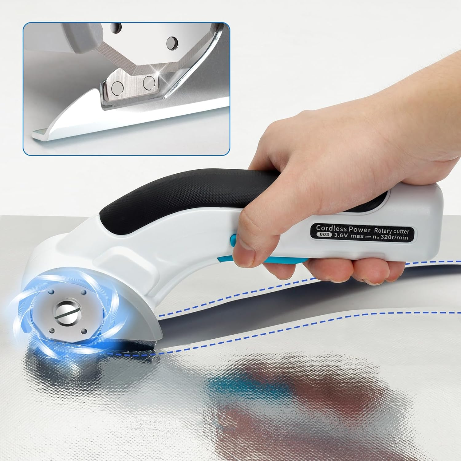 Cordless Electric Scissors Electric Box Cutter Rechargeable Cardboard Cutter Tool with Safety Lock Cordless Fabric Scissors Box Cutter with Blade for Carpet Cardboard Leather Paper Plastic image number 1