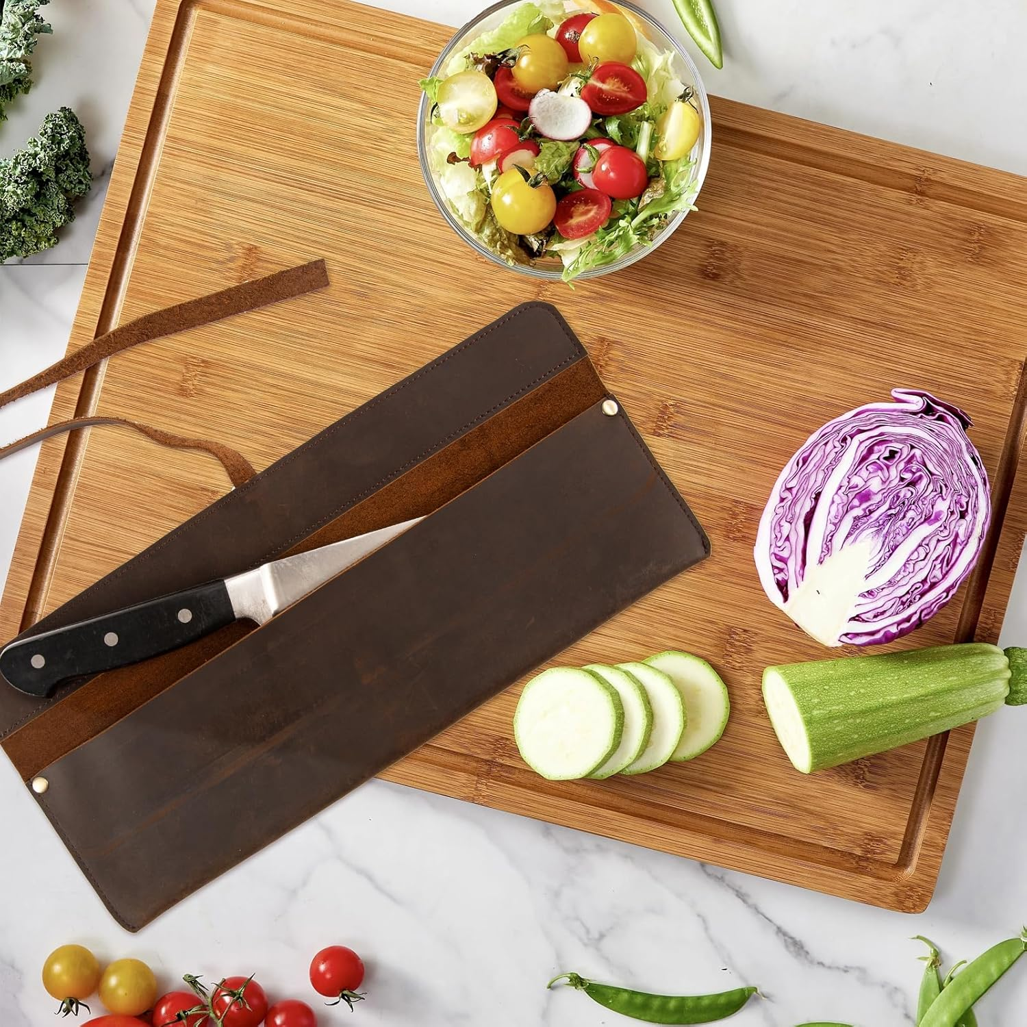 Knife Bag, Chef'S Knife Bag, Leather, Chef'S Knife Set, Rectangular Chef'S Knife, Protective Cover, the Ideal Choice for Culinary Experts, Gifts for Pro Chefs or Culinary Enthusiasts image number 3