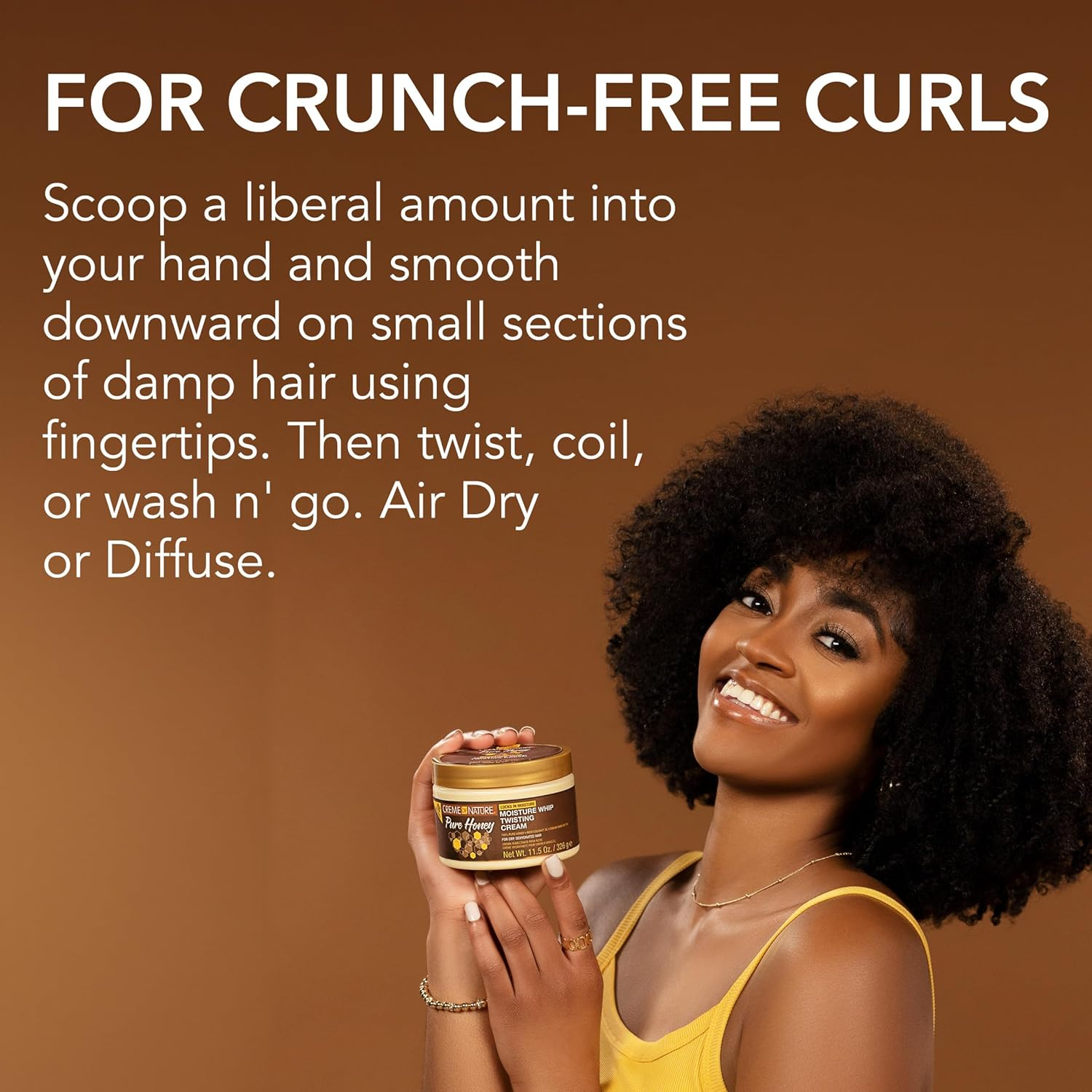 Creme of Nature Curl Cream for Curly Hair By, Pure Honey Moisture Whip Twisting Cream for Dry Dehydrated Hair, 11.5 Fl Oz image number 1