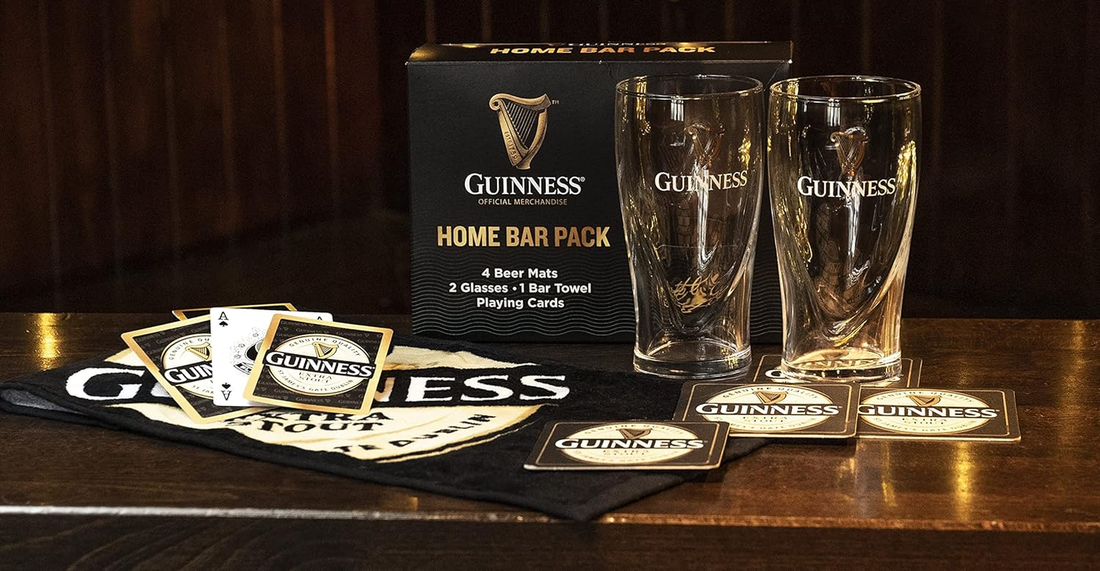 Official Guinness Home Bar Pack with Mats, Glasses, Towel & Cards image number 4