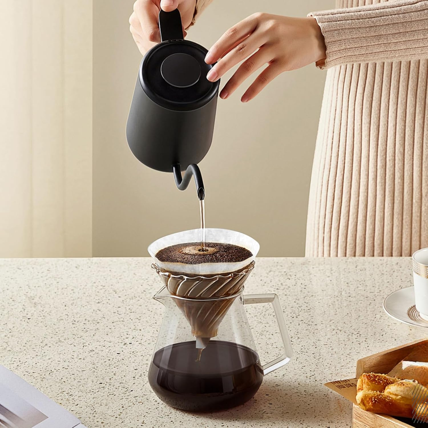 Coffee Filter Papers,Joogee 100Pcs Coffee Filter Disposable Unbleached Compatible with Size 02 Filter Papers Compatible for Coffee Dripper & Pour over Coffee Maker, 3-4 Cups image number 2