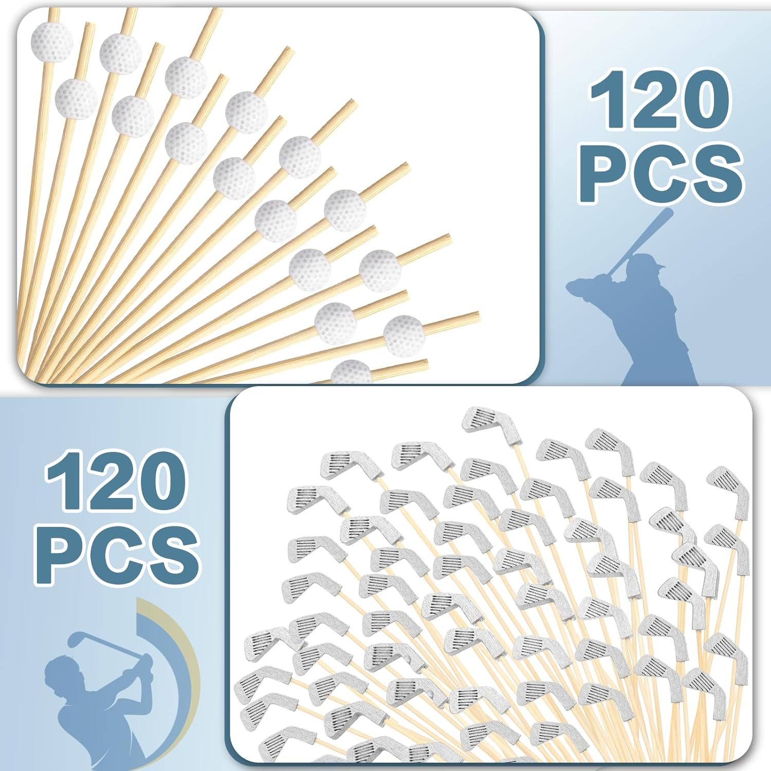 Yesaior 240Pcs Golf Cocktail Toothpicks, Disposable Long Bamboo Golf Toothpicks Sandwich Fruit Cocktail Picks for Catered Events Buffet Party Holiday Supplies image number 6