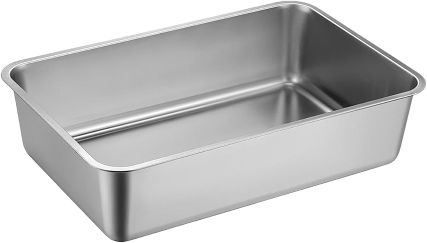 Stainless Steel Cat Litter Box,Metal Litter Pan,Sturdy Easy to Clean Open Air Cat Litters Tray for Big Kitty Small Animals,Easy to Clean, Non Stick Smooth Surface image number 2