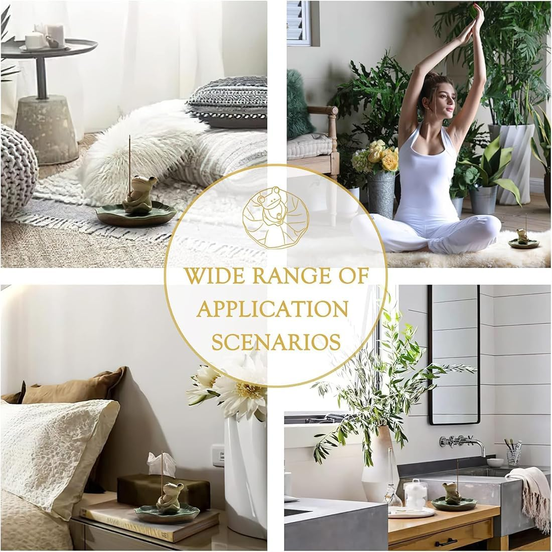 Frog Incense Stick Holder, Ceramics Incense Burner Holder, Cute Incense Holder Incense Stick Holder with Ash Catcher for Home Temple Yoga Fragrance Ornament Home Decor image number 1