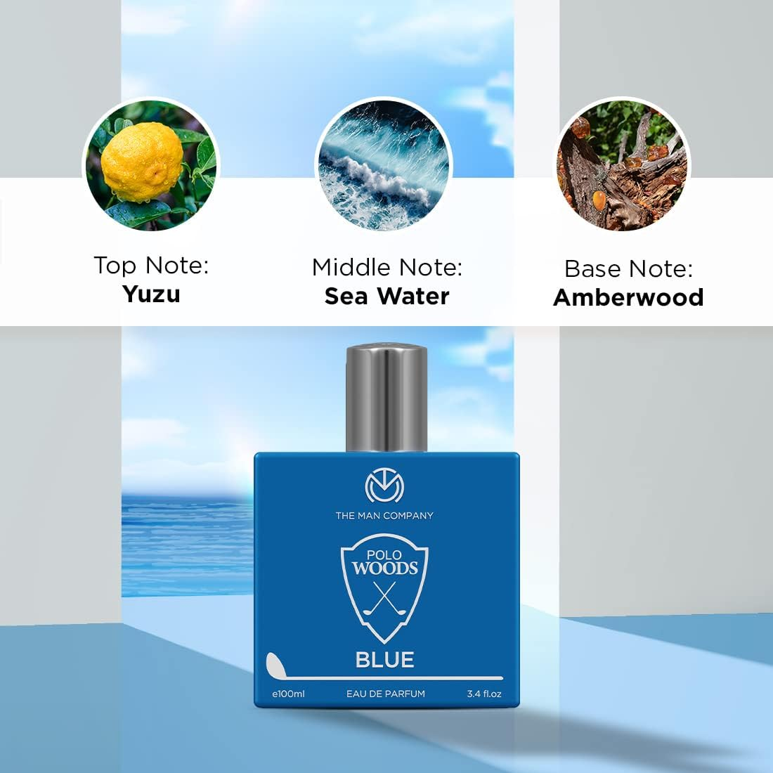 The Man Company EDP for Men 100Ml &ndash; Polo Blue | Premium Perfume | Long-Lasting Fragrance | Perfect for Men | Citrusy, Marine and Musky | Made with Essential Oils image number 5