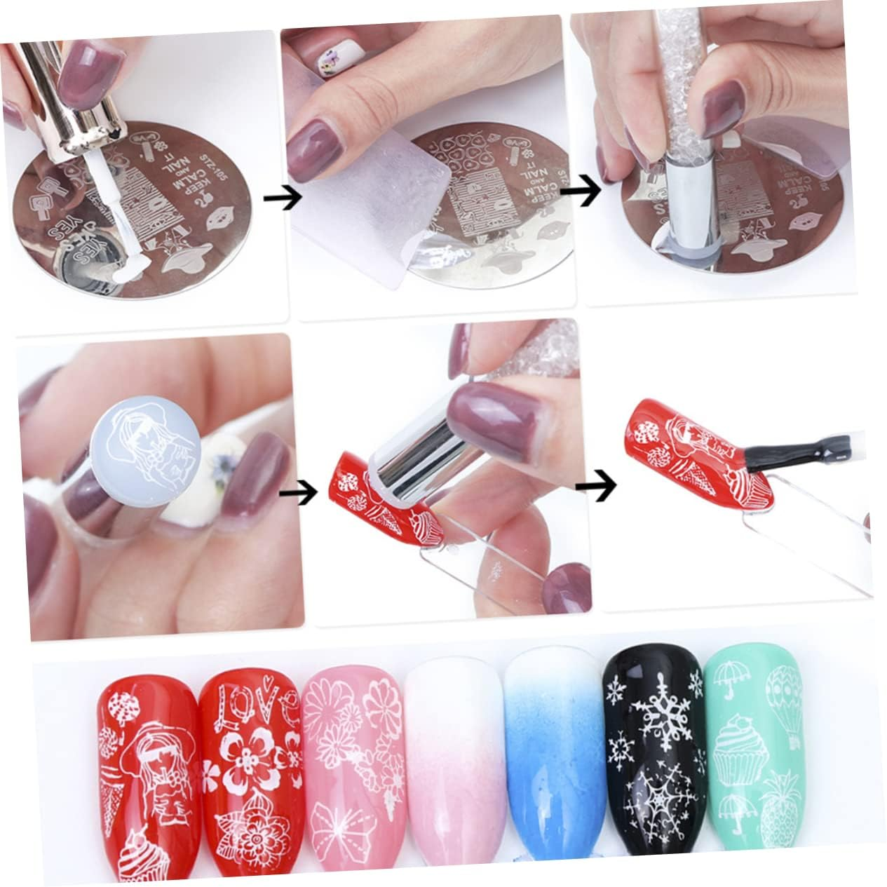 Professional Nail Stamper and Double-Ended Silicone Diamond Template Transfer Pen Set, Light Gold Color, Creative Manicure Tools for Nail Art and Rhinestone Stamping in Salon Or image number 5