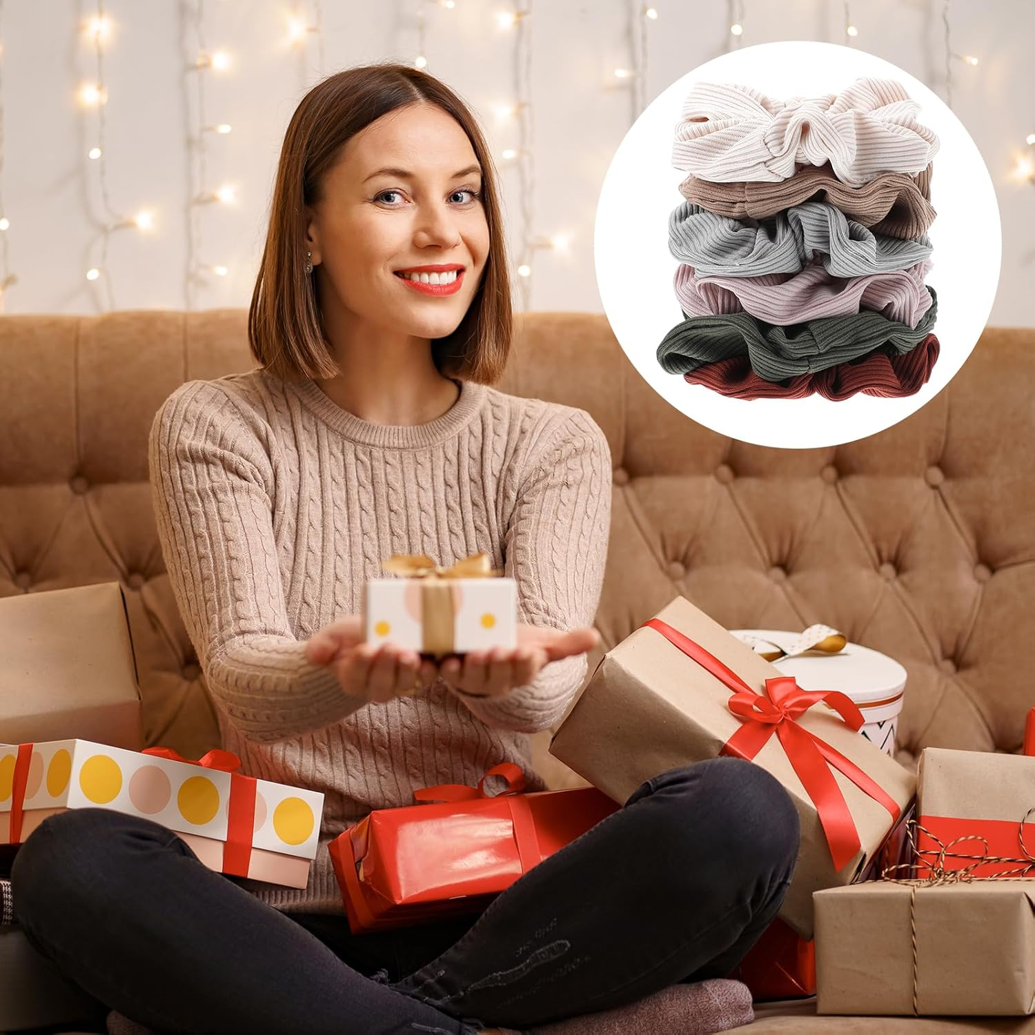 Gjinxi Pack of 6 Hair Bobbles Silk Scrunchies Satin for Women, Soft Hair Scrunchies Elastic Silk Skrunschis Large Hair Bands Ponytail Holder for Women & Girls All Hair Types (6 Colours) image number 4